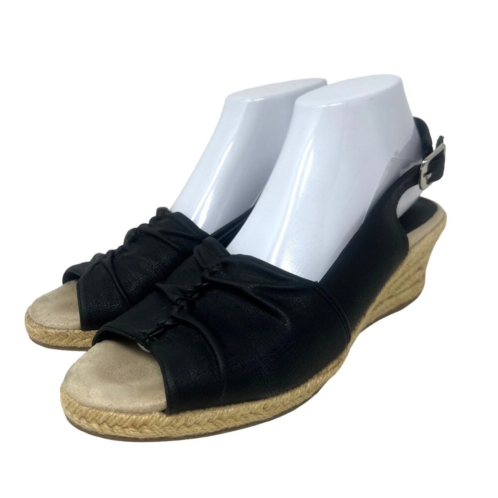 Easy Street Kindly Womens Black Slingback Espadrille Sandal Size 9.5M‎